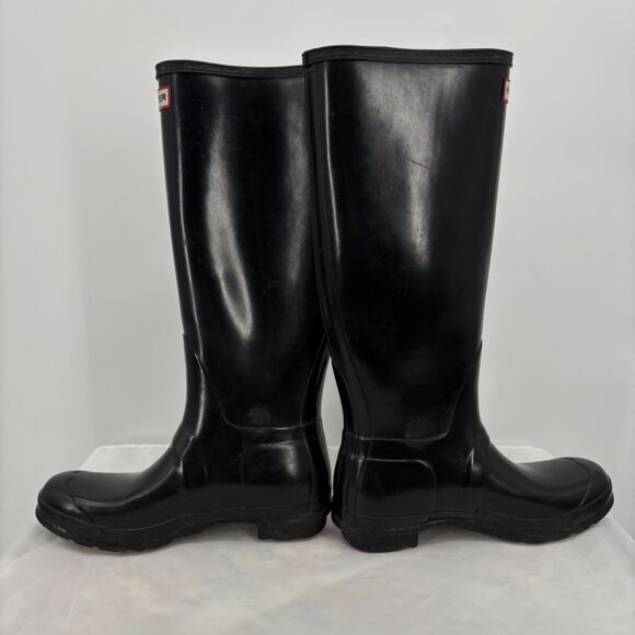 Hunter Tall Gloss Black Rain Boots, Size 7, Work Boots Equestrian Farm Chore - Picture 3 of 9